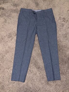 Men's Navy Micro-Check Dress Pants